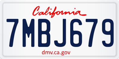 CA license plate 7MBJ679