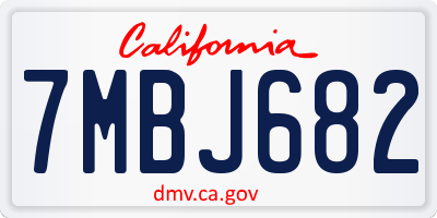 CA license plate 7MBJ682