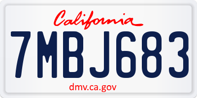 CA license plate 7MBJ683