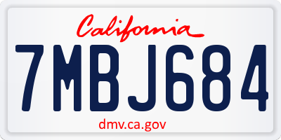 CA license plate 7MBJ684