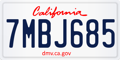 CA license plate 7MBJ685