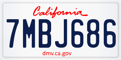 CA license plate 7MBJ686