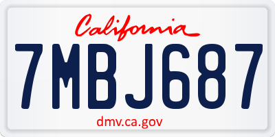 CA license plate 7MBJ687