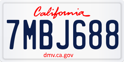 CA license plate 7MBJ688