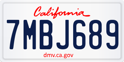 CA license plate 7MBJ689