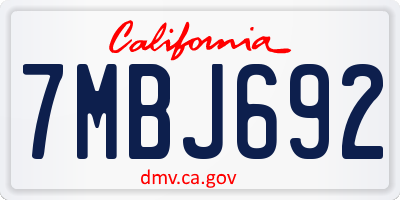 CA license plate 7MBJ692