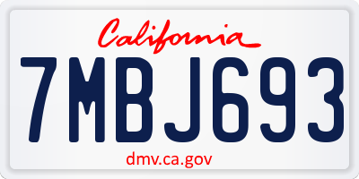 CA license plate 7MBJ693