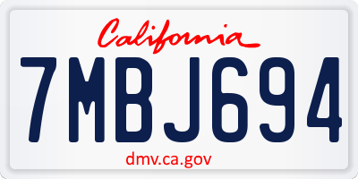 CA license plate 7MBJ694