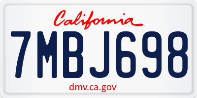 CA license plate 7MBJ698