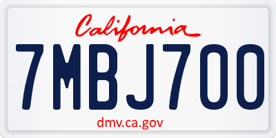 CA license plate 7MBJ700