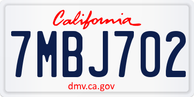 CA license plate 7MBJ702