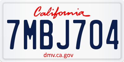 CA license plate 7MBJ704