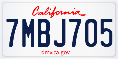 CA license plate 7MBJ705