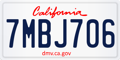 CA license plate 7MBJ706