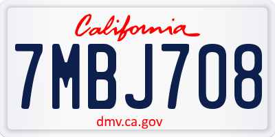 CA license plate 7MBJ708