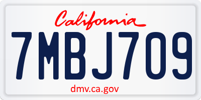 CA license plate 7MBJ709