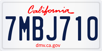 CA license plate 7MBJ710