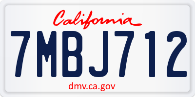 CA license plate 7MBJ712