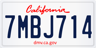 CA license plate 7MBJ714