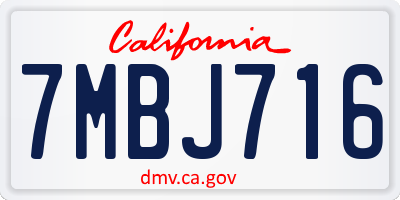 CA license plate 7MBJ716