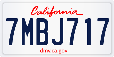 CA license plate 7MBJ717