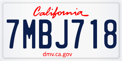 CA license plate 7MBJ718