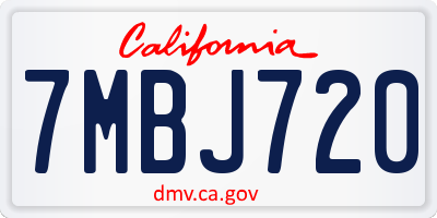 CA license plate 7MBJ720