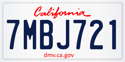 CA license plate 7MBJ721