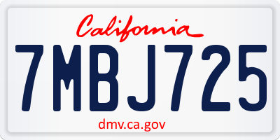 CA license plate 7MBJ725