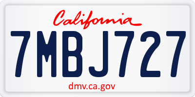 CA license plate 7MBJ727