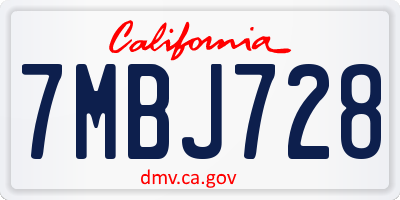 CA license plate 7MBJ728