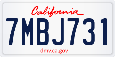 CA license plate 7MBJ731