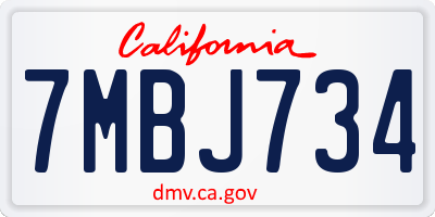 CA license plate 7MBJ734