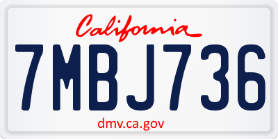 CA license plate 7MBJ736