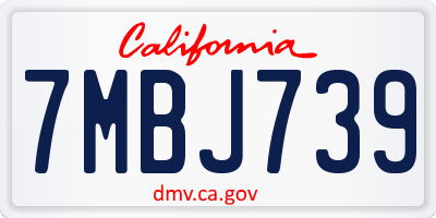 CA license plate 7MBJ739