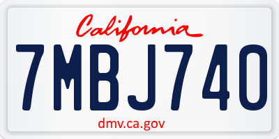 CA license plate 7MBJ740