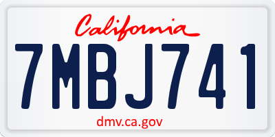 CA license plate 7MBJ741