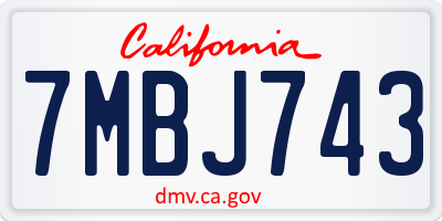 CA license plate 7MBJ743