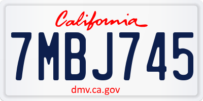 CA license plate 7MBJ745