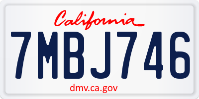 CA license plate 7MBJ746