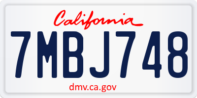 CA license plate 7MBJ748