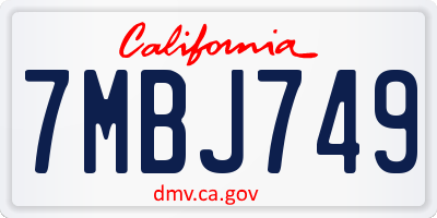 CA license plate 7MBJ749