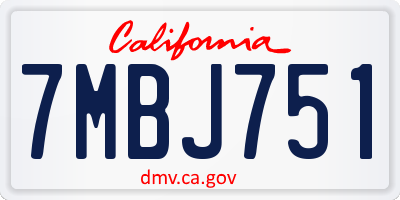 CA license plate 7MBJ751