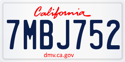 CA license plate 7MBJ752