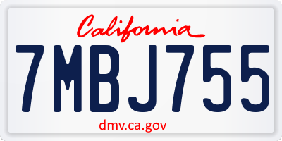 CA license plate 7MBJ755