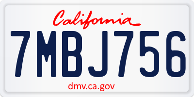 CA license plate 7MBJ756