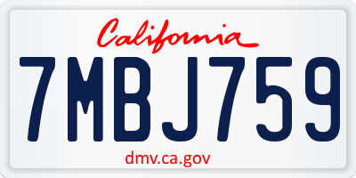 CA license plate 7MBJ759