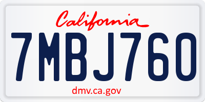 CA license plate 7MBJ760