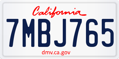 CA license plate 7MBJ765