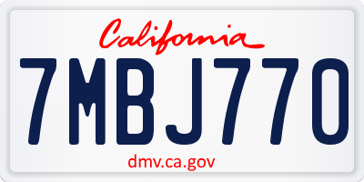 CA license plate 7MBJ770